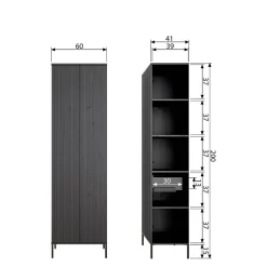 2-türiger Schrank in Eiche & Schwarz - Banyo