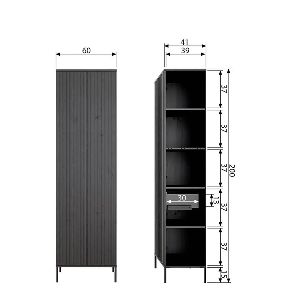 2-türiger Schrank in Eiche & Schwarz - Banyo