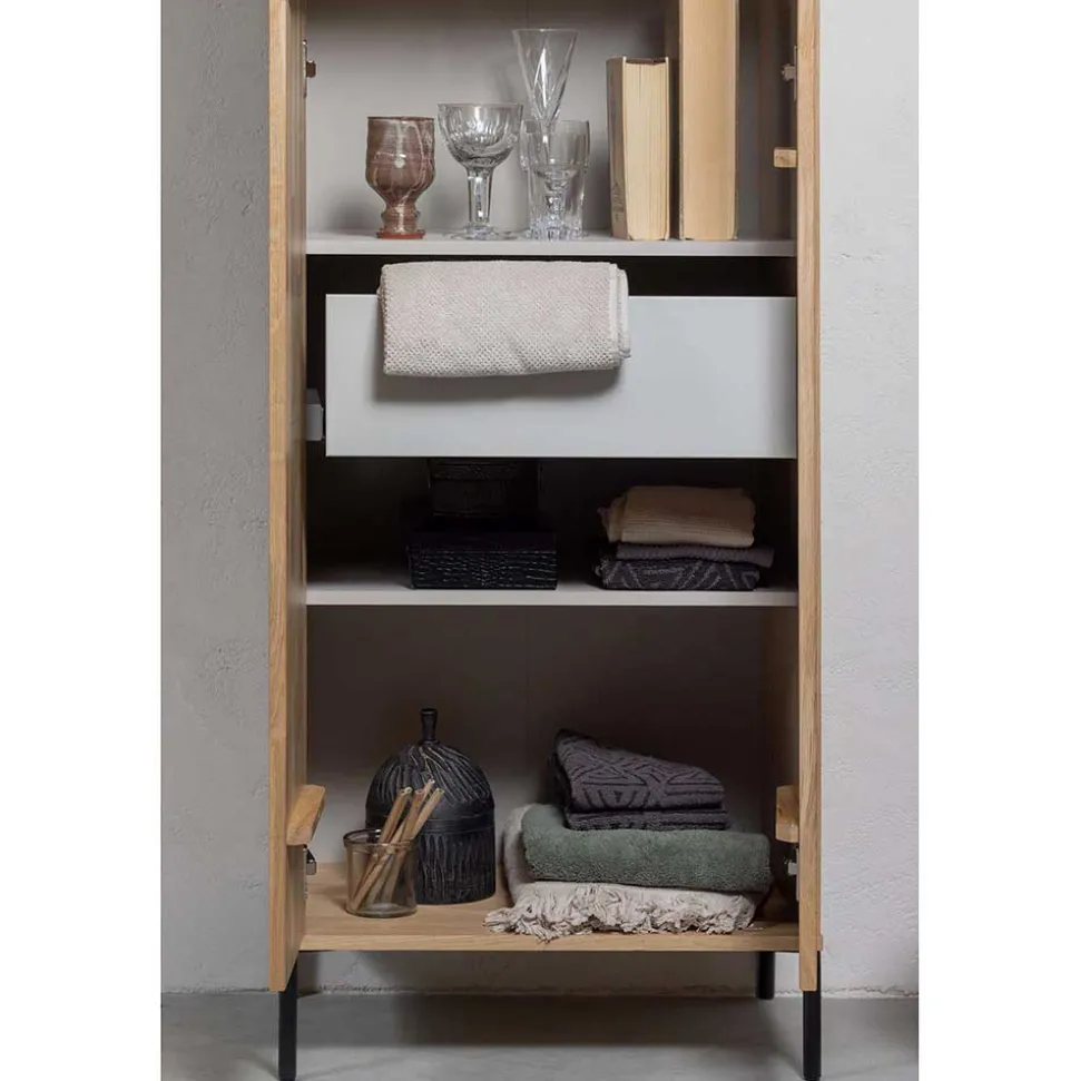 2-türiger Schrank in Eiche & Schwarz - Banyo