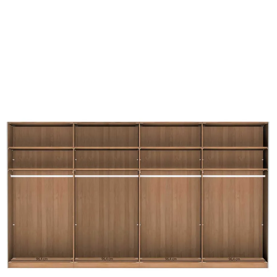 4-türiger Schwebetürenschrank in Eiche Bianco - Brownie