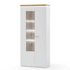 2-türiger Wohnzimmer Schrank mit Glaseinsatz & LED - Caldri