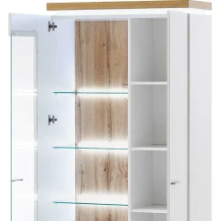 2-türiger Wohnzimmer Schrank mit Glaseinsatz & LED - Caldri