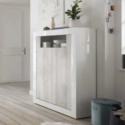 2-türiges Highboard in Dekor Pinie Weiß - Merenda