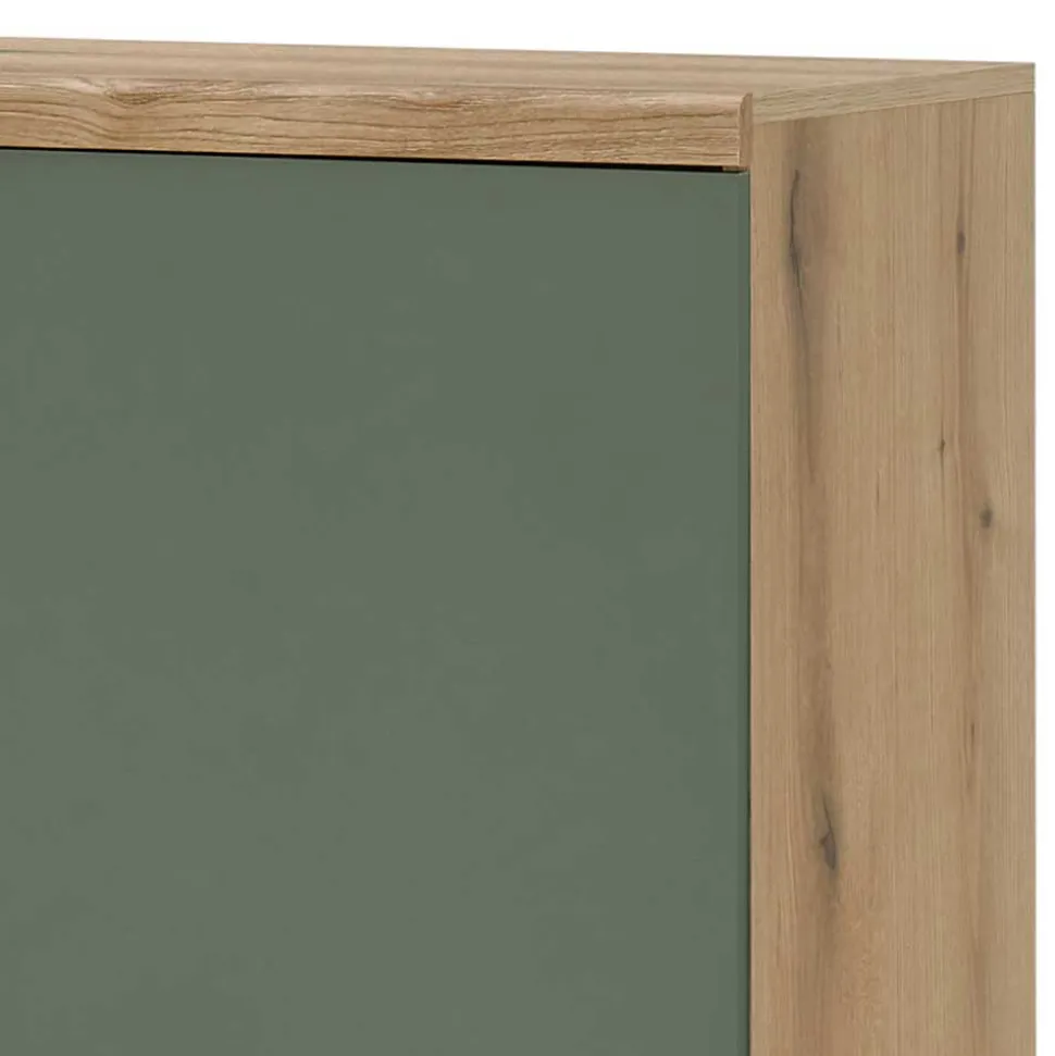 4-türiges Highboard in Graugrün und Wildeiche - Oliva