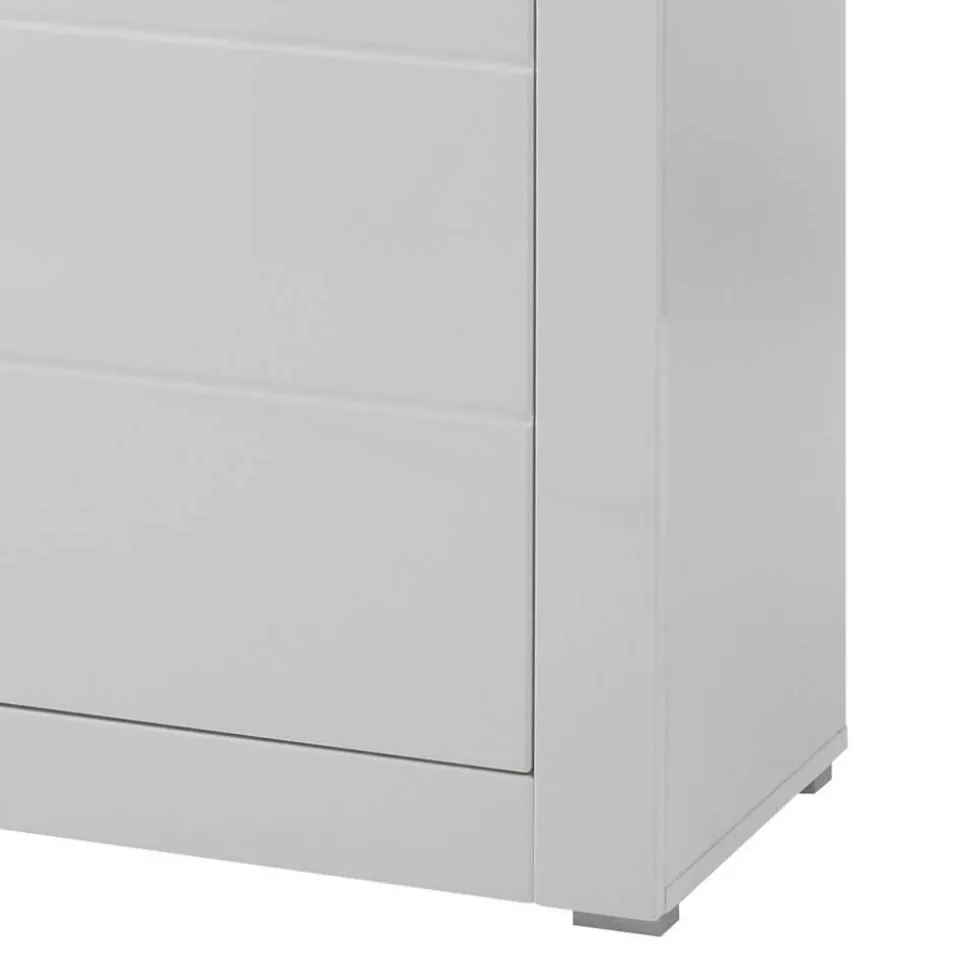 6-türiges Highboard in Weiß Hochglanz Mextra & Beton Dekor