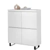 4-türiges Highboard in Weiß mit Schwarz - Atela