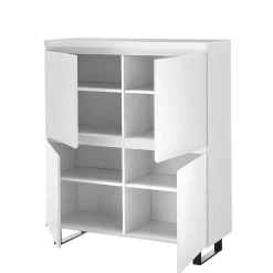 4-türiges Highboard in Weiß mit Schwarz - Atela