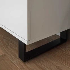 4-türiges Highboard in Weiß mit Schwarz - Atela