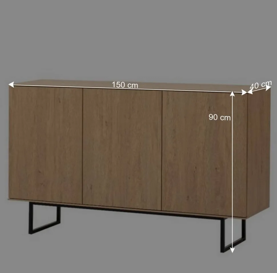 3-türiges Sideboard in Eiche Stone - Jaskin