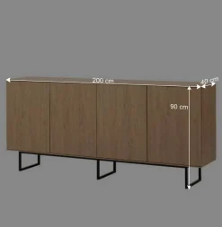 4-türiges Sideboard in Eiche Stone - Jaskin
