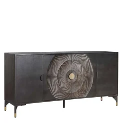 4-türiges Sideboard in Schwarz und Messing - Alkatar