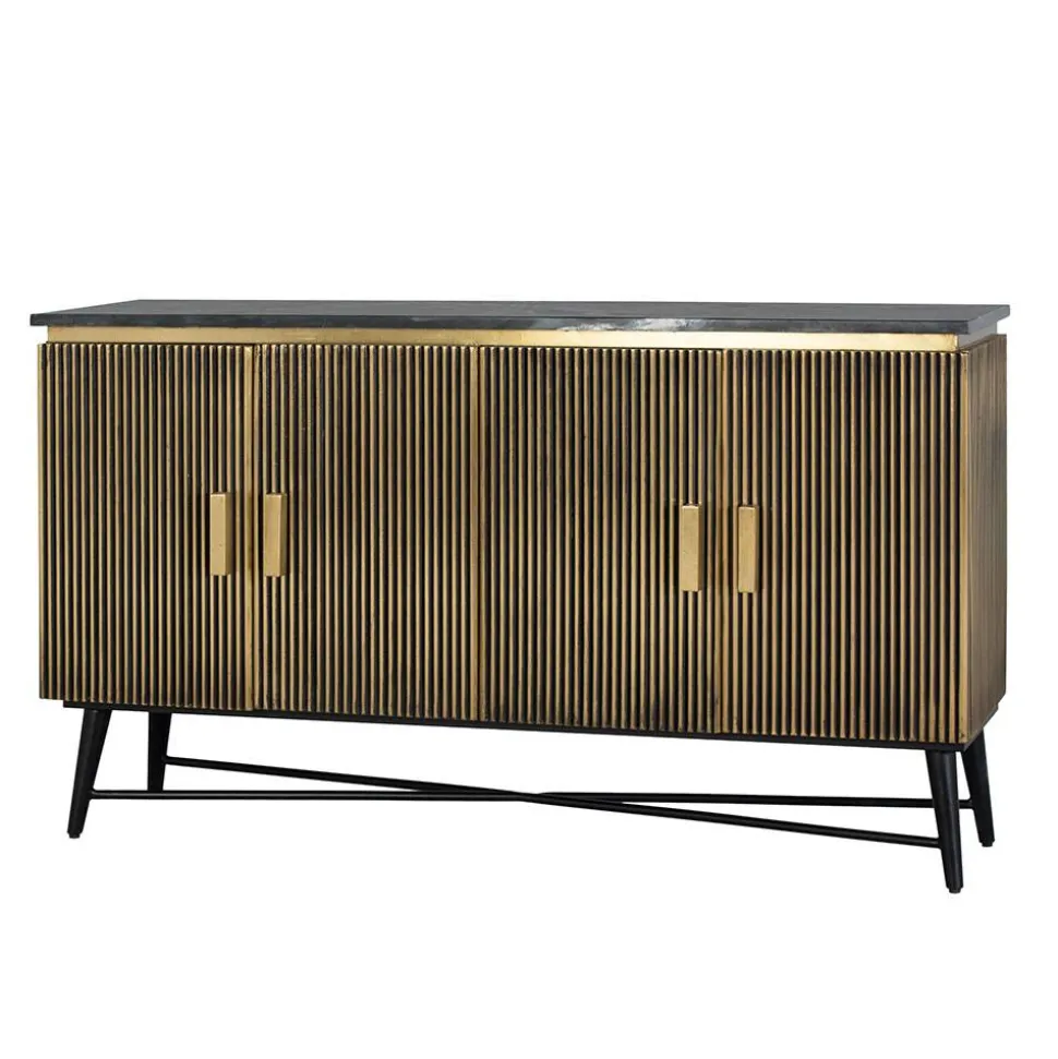 4-türiges Sideboard mit Marmor Platte - Hayato