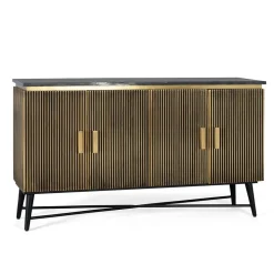 4-türiges Sideboard mit Marmor Platte - Hayato