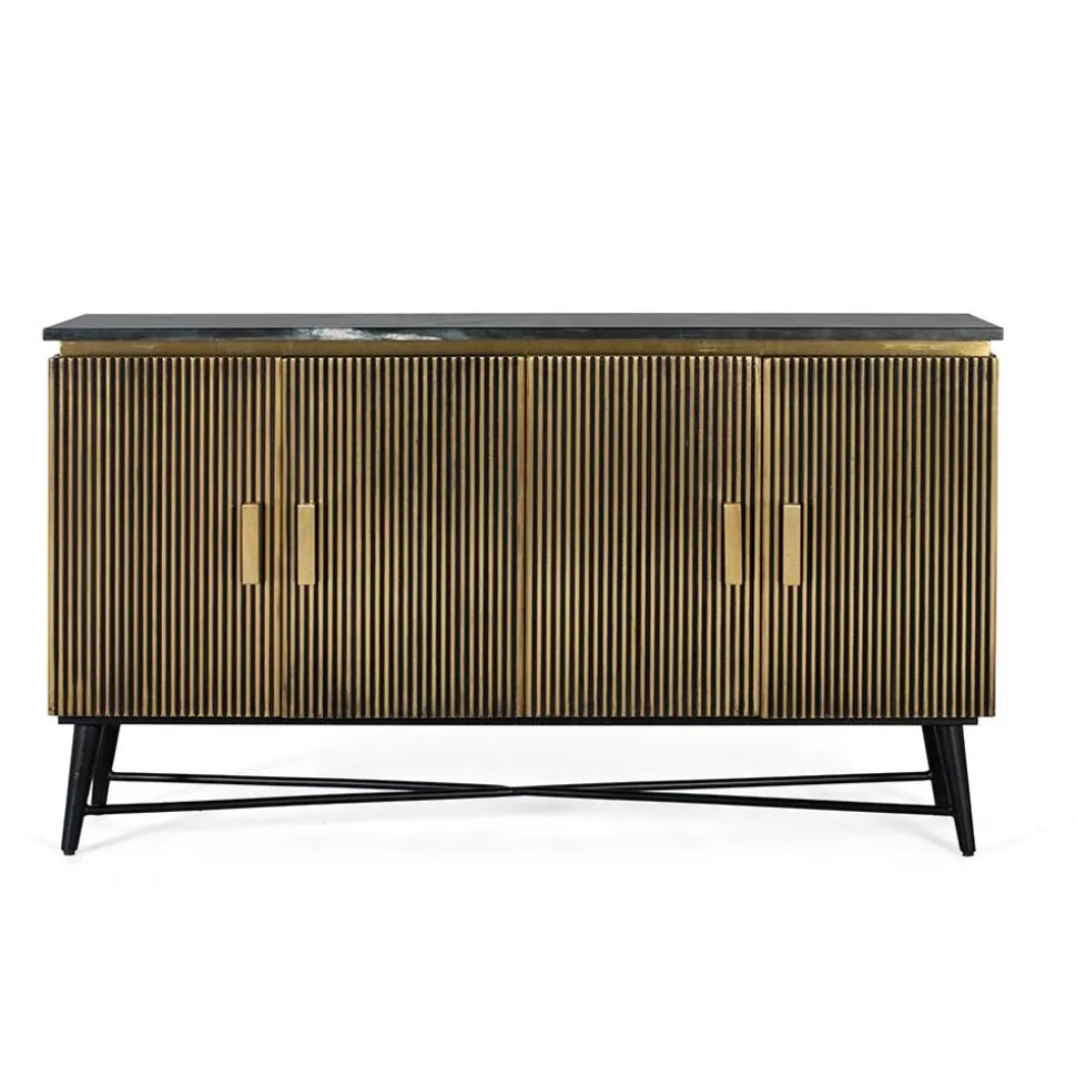 4-türiges Sideboard mit Marmor Platte - Hayato