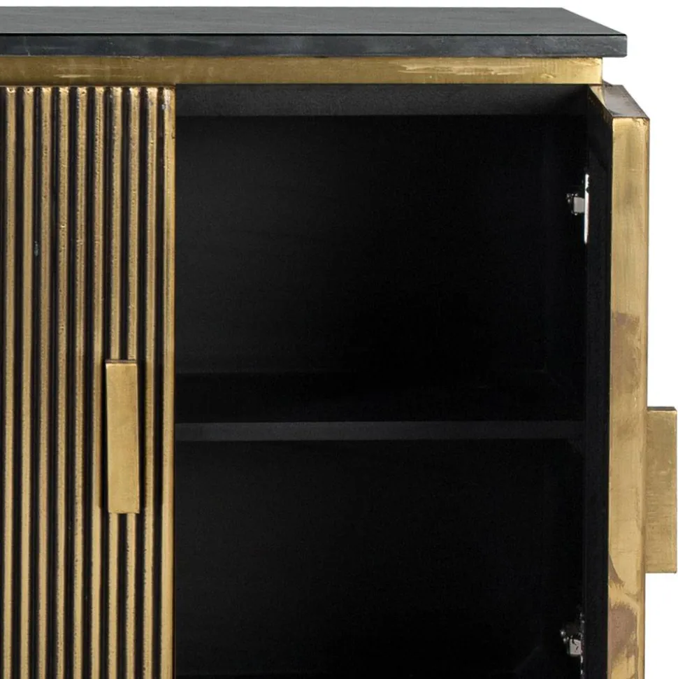 4-türiges Sideboard mit Marmor Platte - Hayato