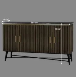 4-türiges Sideboard mit Marmor Platte - Hayato