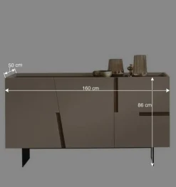 3-türiges Sidebodard in Taupe und Teak - Cadiz
