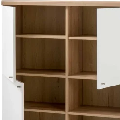 4-türiges Skandi Highboard in Weiß & Eiche - Cablos