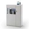 2-türiges Wohnzimmer Highboard in Weiß & Anthrazit - Hazime