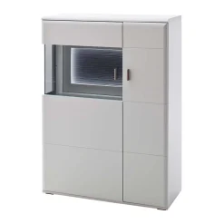 2-türiges Wohnzimmer Highboard in Weiß & Anthrazit - Hazime