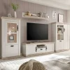 TV Anbauwand im Scandi Landhaus Stil Nedita in Weiß & Shabby Pinie Dekor (vierteilig)