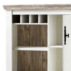 TV Anbauwand im Scandi Landhaus Stil Nedita in Weiß & Shabby Pinie Dekor (vierteilig)
