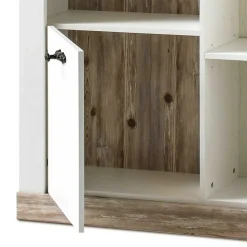 TV Anbauwand im Scandi Landhaus Stil Nedita in Weiß & Shabby Pinie Dekor (vierteilig)