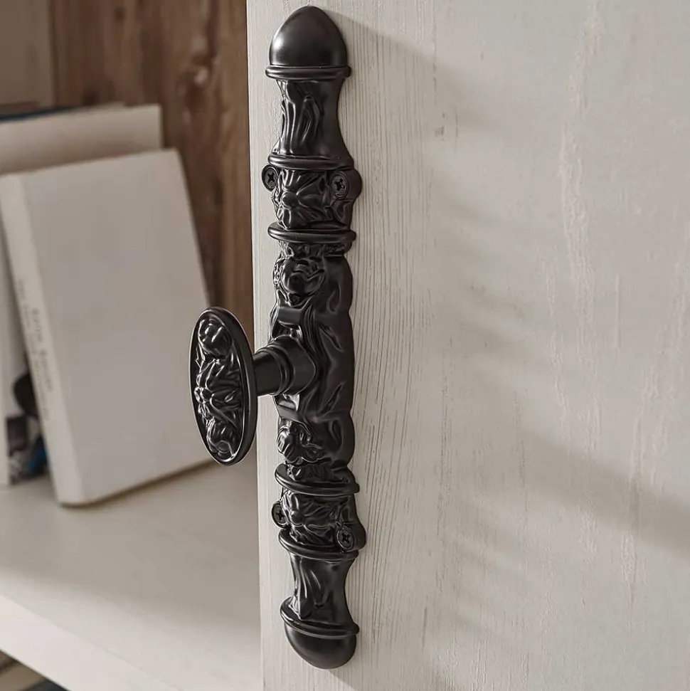 TV Anbauwand im Scandi Landhaus Stil Nedita in Weiß & Shabby Pinie Dekor (vierteilig)