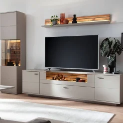 TV Anbauwand Möbel in Grau - Teorina (dreiteilig)