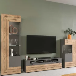TV Anbauwand Möbel-Kombi modern - Scarlett (dreiteilig)