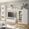 TV Anbauwand Set in weißer Holzoptik Pinie - Liancos (vierteilig)