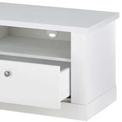 TV Anbauwand Set in weißer Holzoptik Pinie - Liancos (vierteilig)
