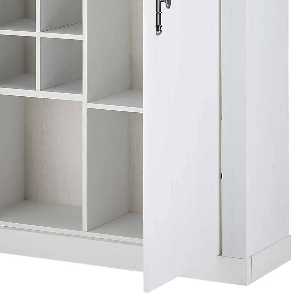 TV Anbauwand Set in weißer Holzoptik Pinie - Liancos (vierteilig)