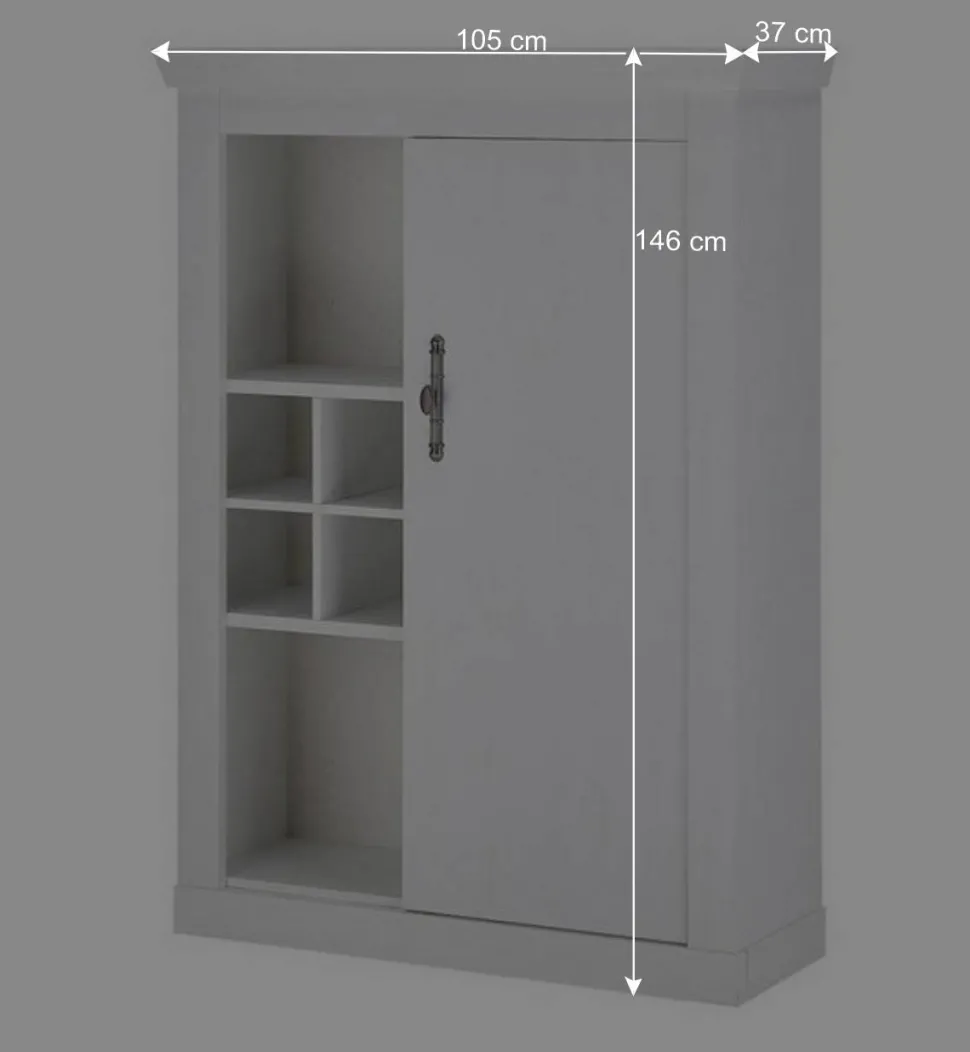 TV Anbauwand Set in weißer Holzoptik Pinie - Liancos (vierteilig)