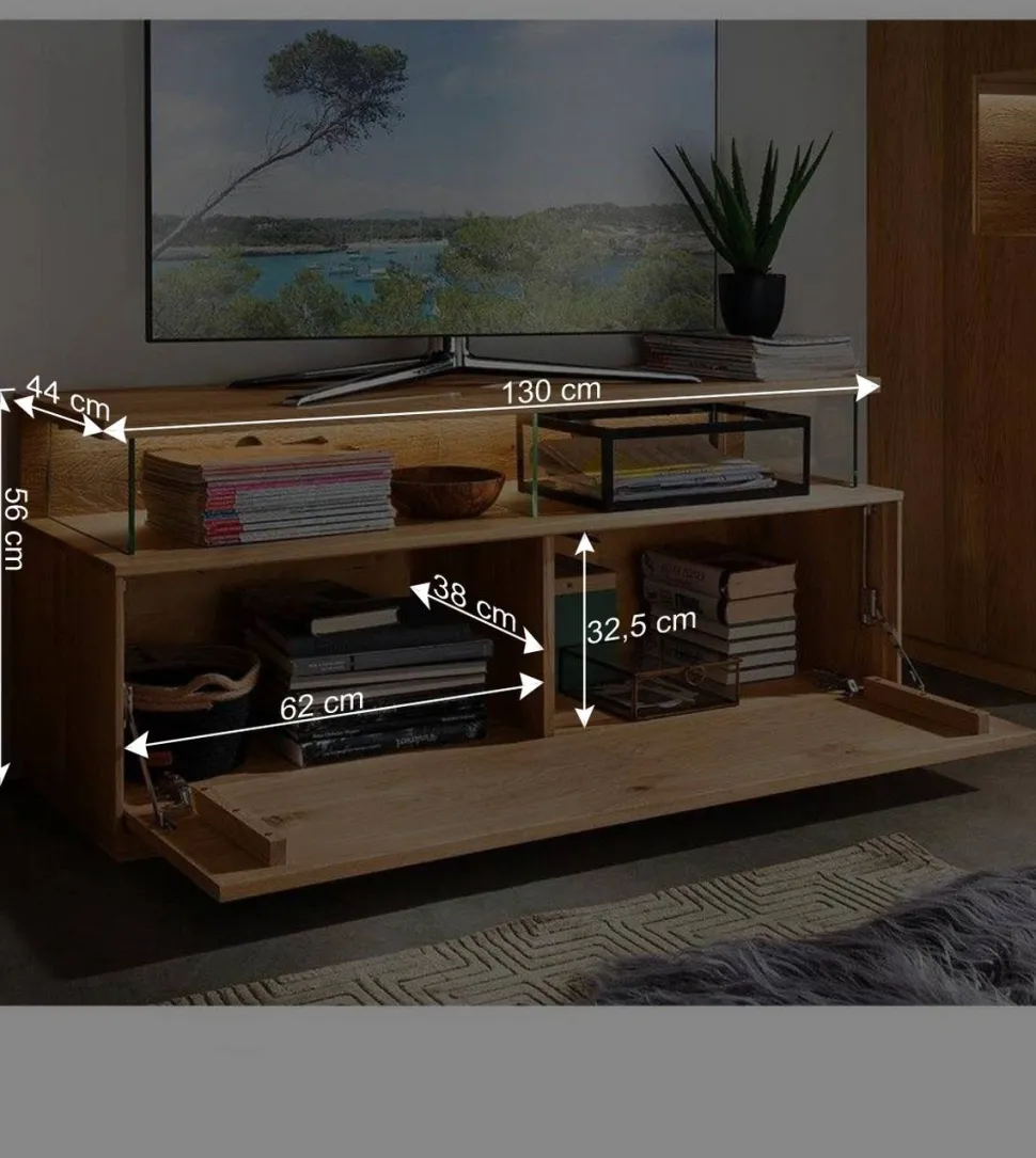 TV Bank aus Wildeiche Massivholz - Millena