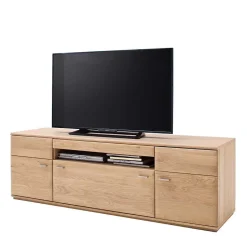 TV Bank in Eiche Bianco teilmassiv Pontros 2-türig