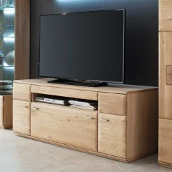 TV Bank in Eiche Bianco teilmassiv Pontros 2-türig
