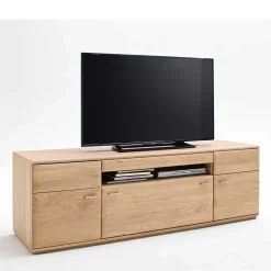 TV Bank in Eiche Bianco teilmassiv Pontros 2-türig