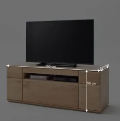 TV Bank in Eiche Bianco teilmassiv Pontros 2-türig
