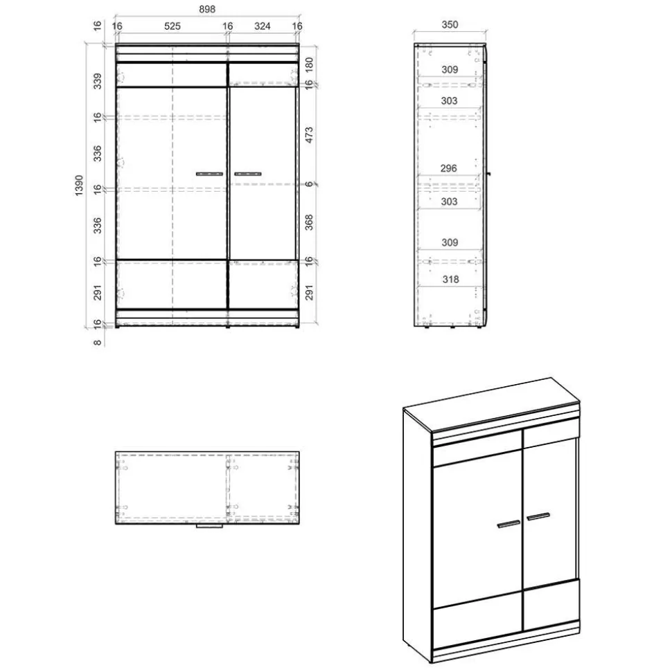 TV Board & Wandboard & Highboard - Lioscas (dreiteilig)