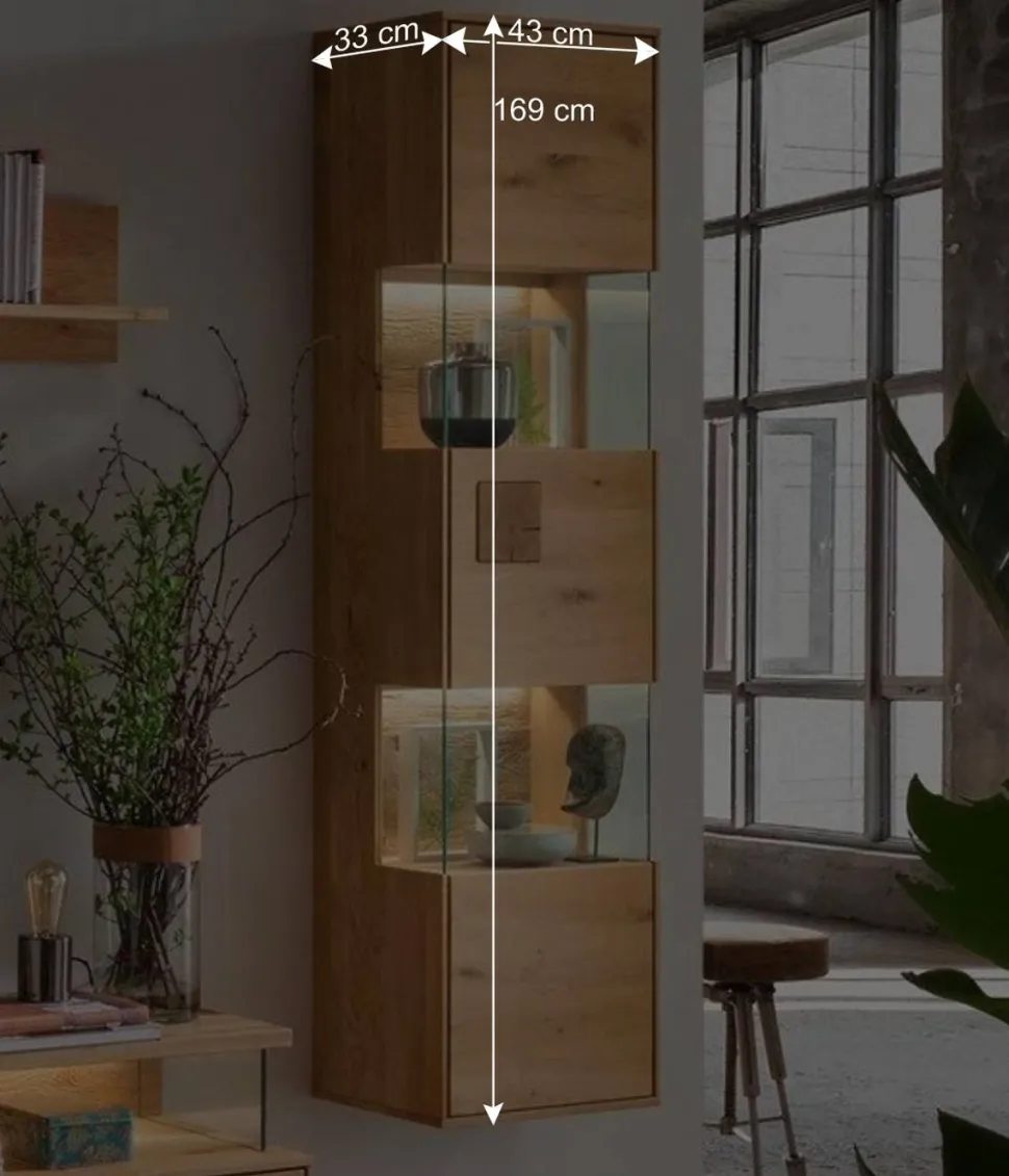 TV Board & Wandboard & Vitrine Set - Millena (dreiteilig)