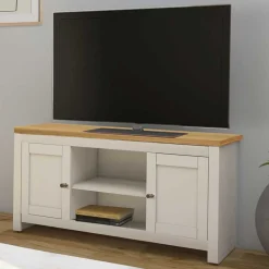 TV Board in Cremeweiß mit Eiche - Langoona
