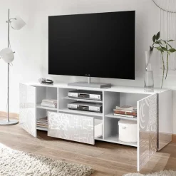 TV Board in Hochglänzend Weiß lackiert - Vascaub I