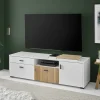 TV Board in Mattweiß mit Wildeiche - Nenaloro