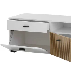 TV Board in Mattweiß mit Wildeiche - Nenaloro