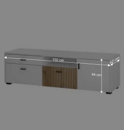 TV Board in Mattweiß mit Wildeiche - Nenaloro