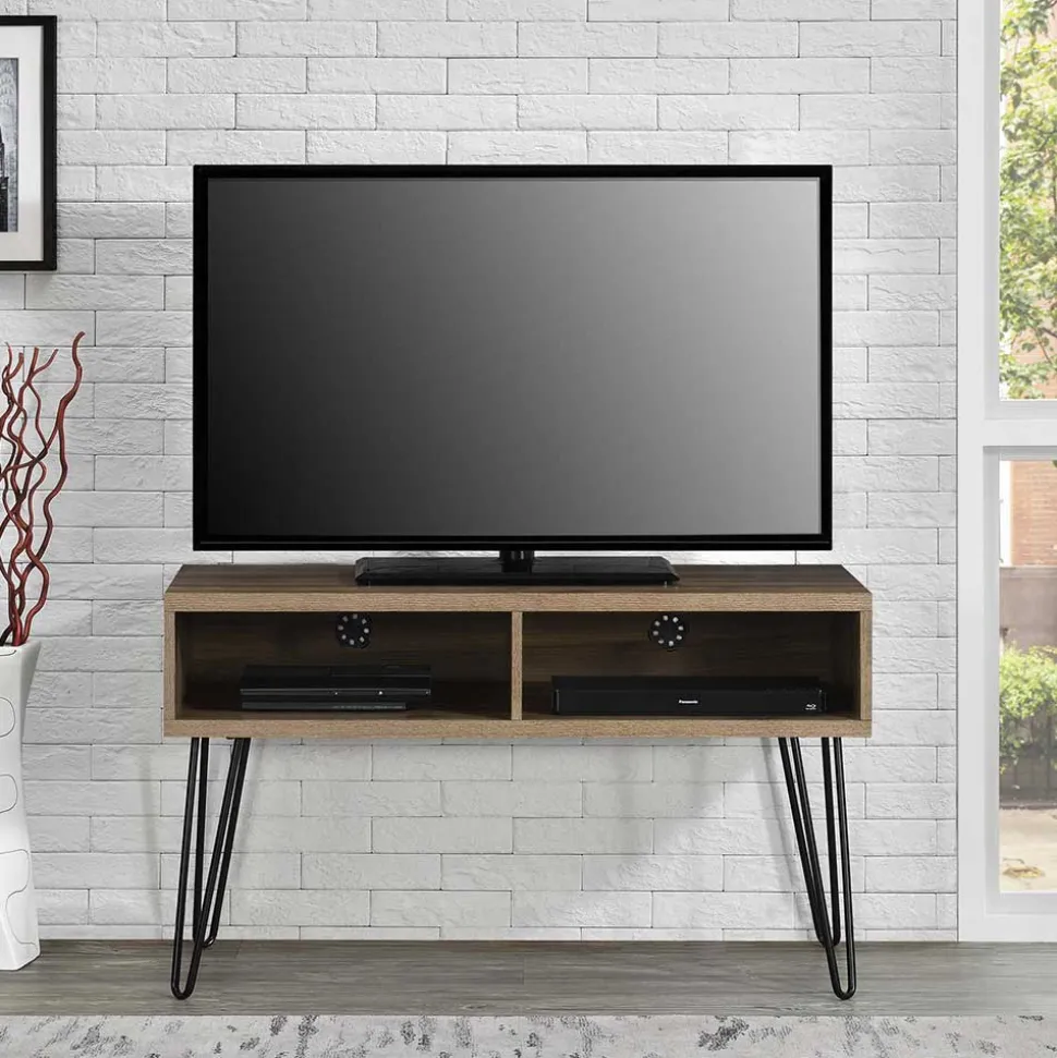 TV Board in Walnuss Optik und Schwarz - Uzyna