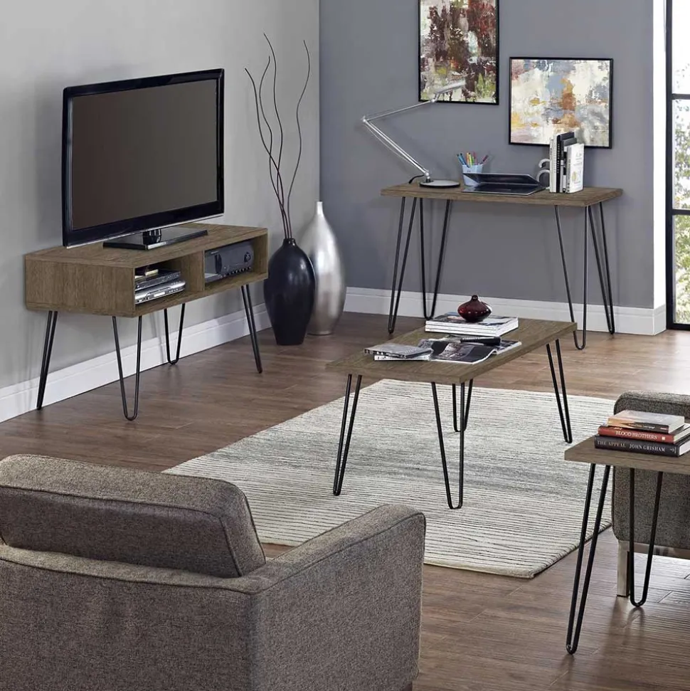 TV Board in Walnuss Optik und Schwarz - Uzyna