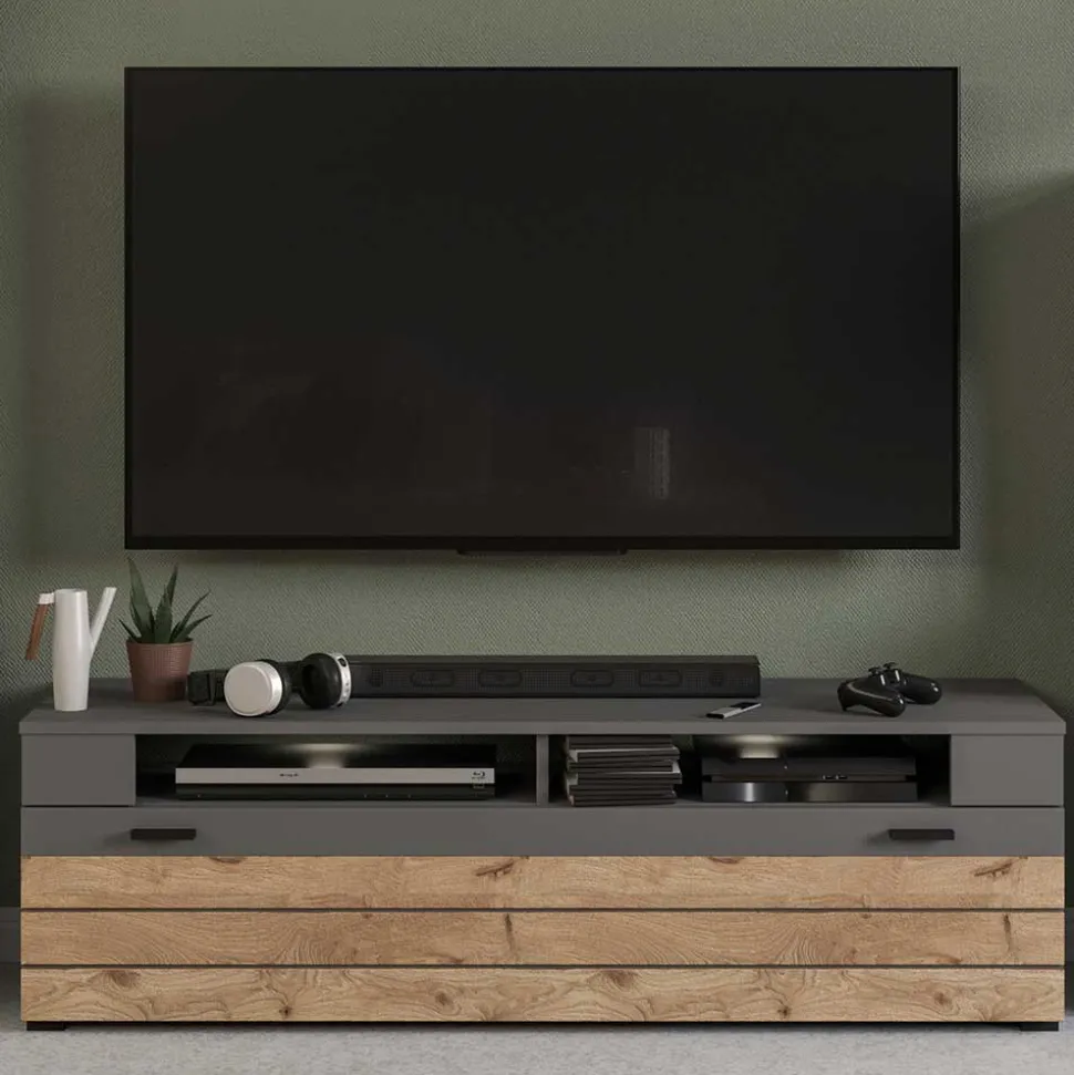 TV Board in Wildeiche NB & Grau - Scarlett