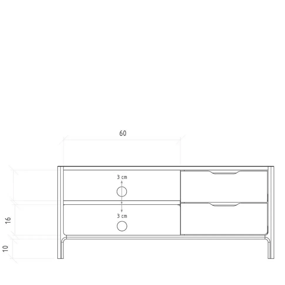 TV Board mit zwei Fächern und zwei Schubladen - Lana